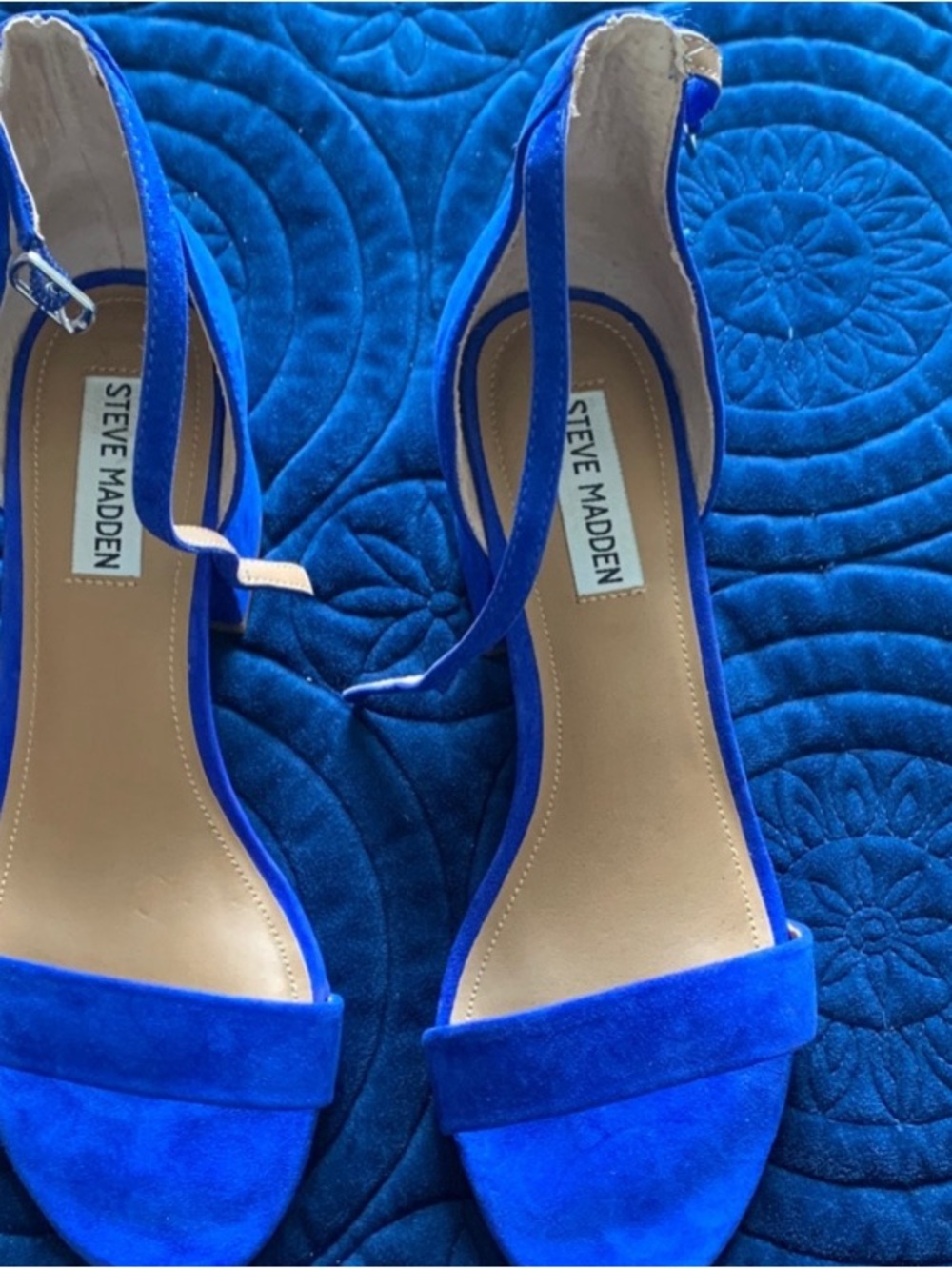 Steve Madden Cobalt Blue Suede Ankle-Strap Sandals